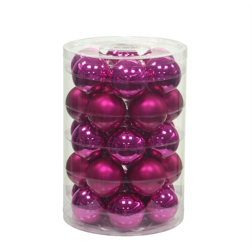 Kerstbal 57mm fuchsia combi 30/koke