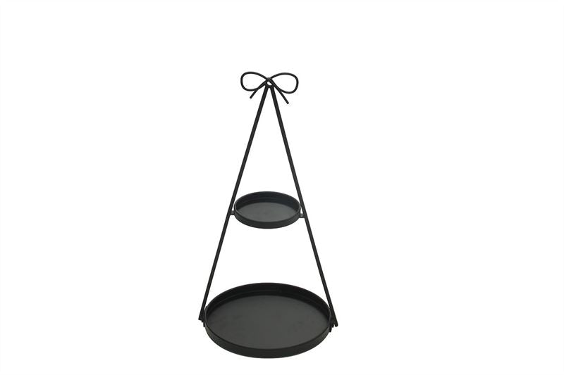 Etagere 2lagen strik D.28H.55cm.