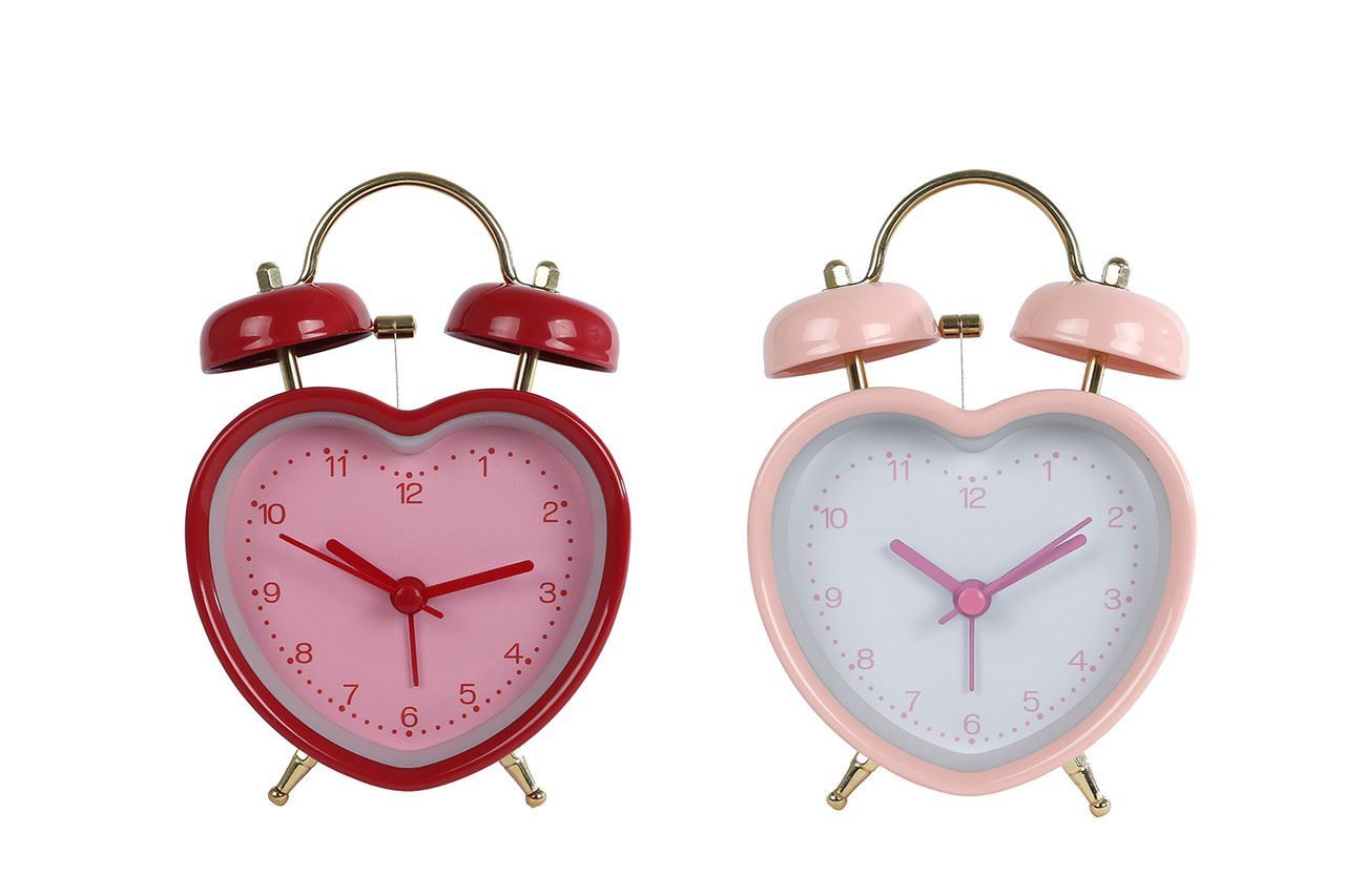 "Wekker ""Heart"" rood/roze  8,5x5x