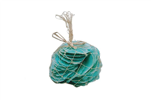Schelpen capiz abaca net aquamarijn