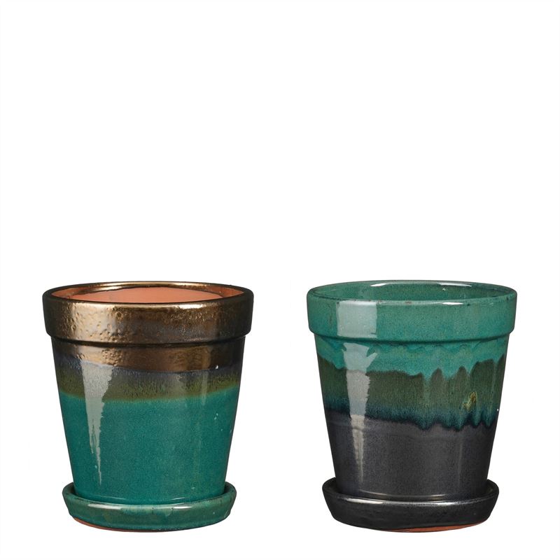 Madrid pot goud/turq h24xd22cm.
