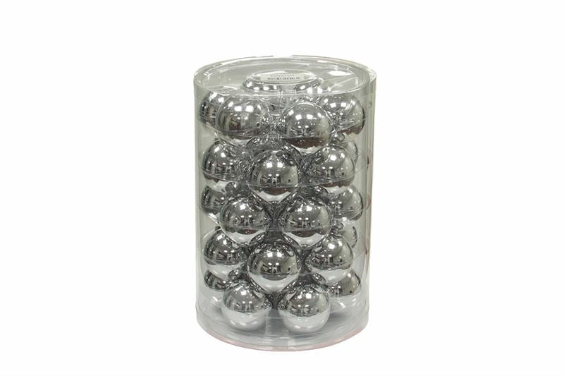 Kerstbal glas 57mm zilver glans 30/