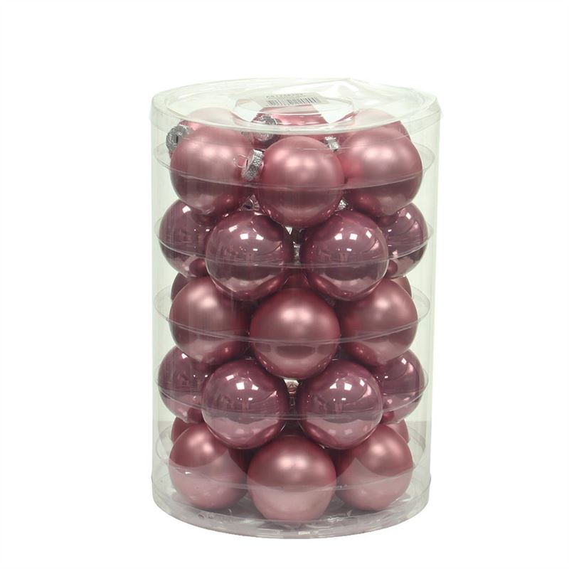 Kerstbal glas57mm roze combi 30/kok