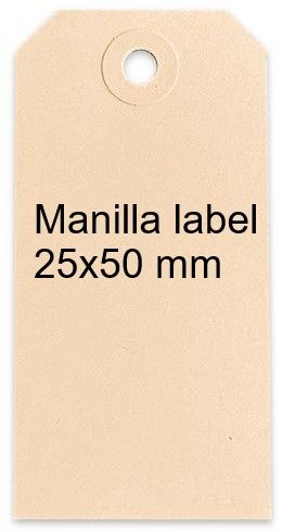 Manilla labels 25x50mm. Nat 1000/ds