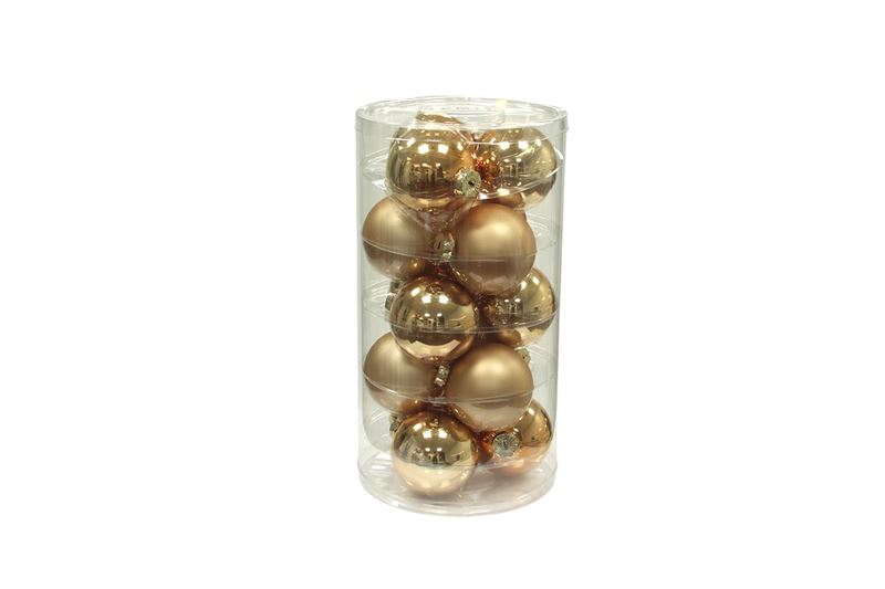 Kerstbal glas 80mm goud combi 15/ko