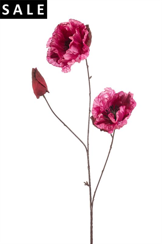 Klaproos spray x3 82cm roze