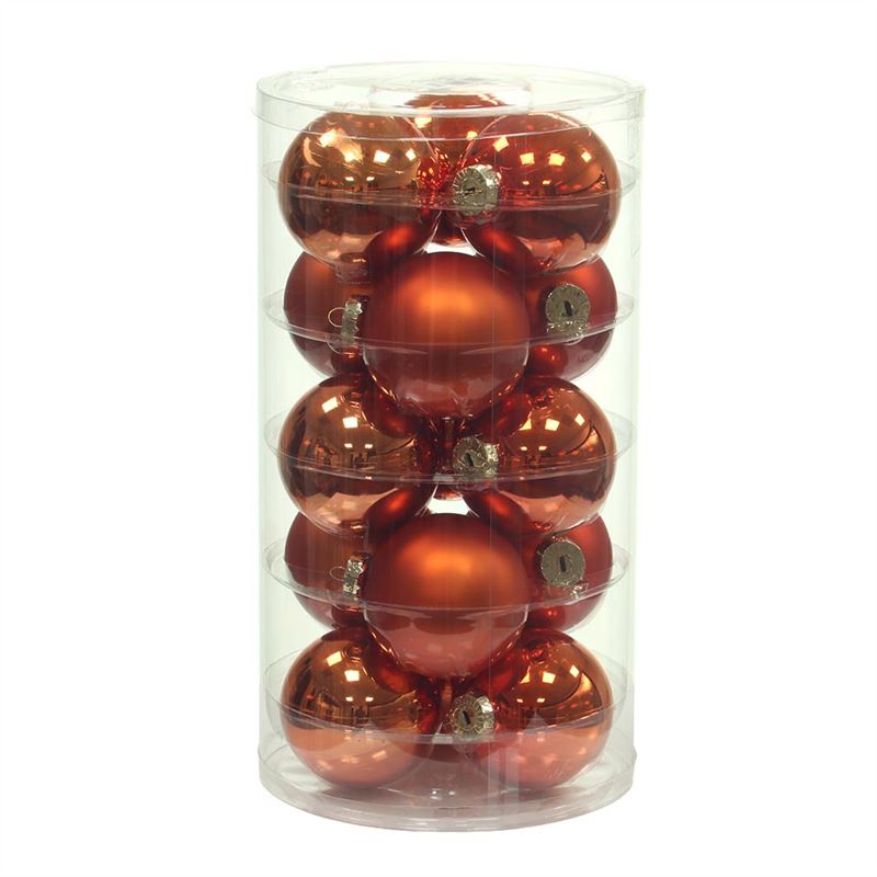 Kerstbal 80mm oranje combi 15/koker