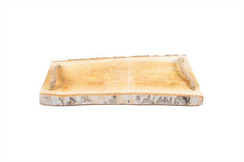 Berken plaat met touw 38x14 cm nat.