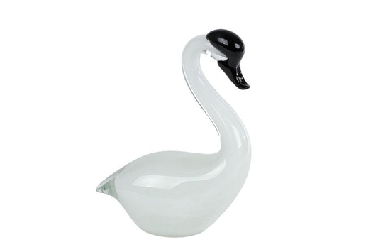 "Sculptuur ""Swan"" wit glas 14x7x2