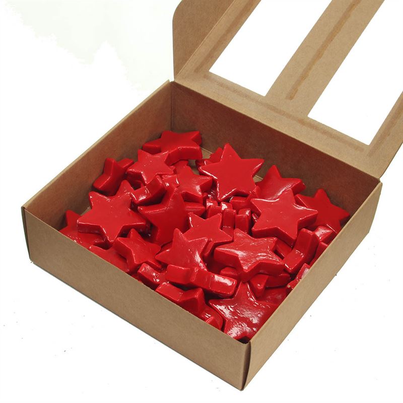Sterren 4 en 5cm. Gl.rood 48st.