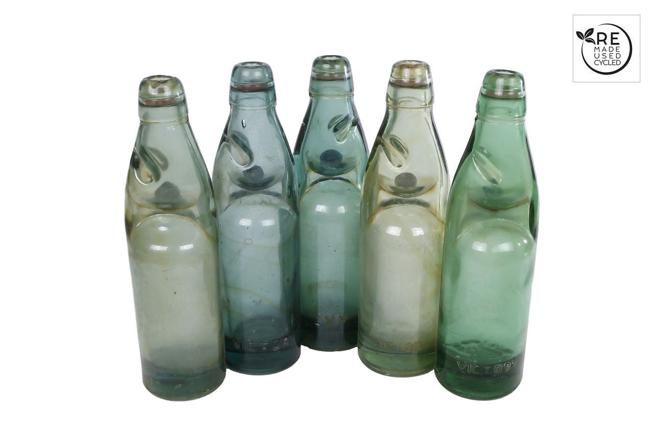 "Fles ""Soda""  groen glas 6,5x6,5x