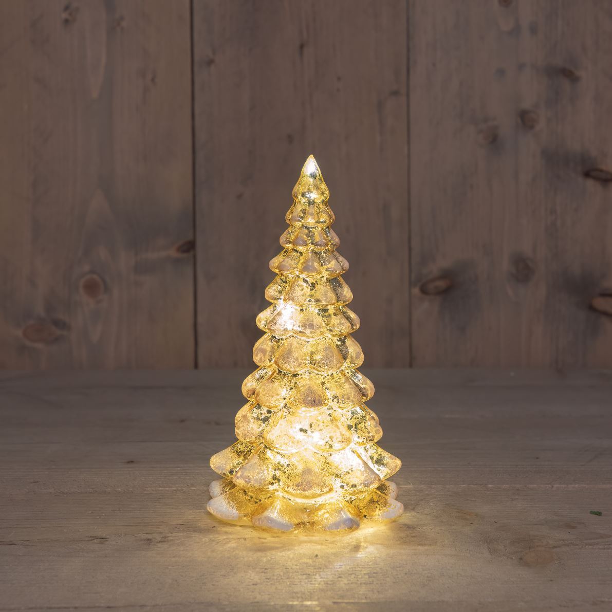 KERSTBOOM BAT 12X12X21CM GOUD/SNW