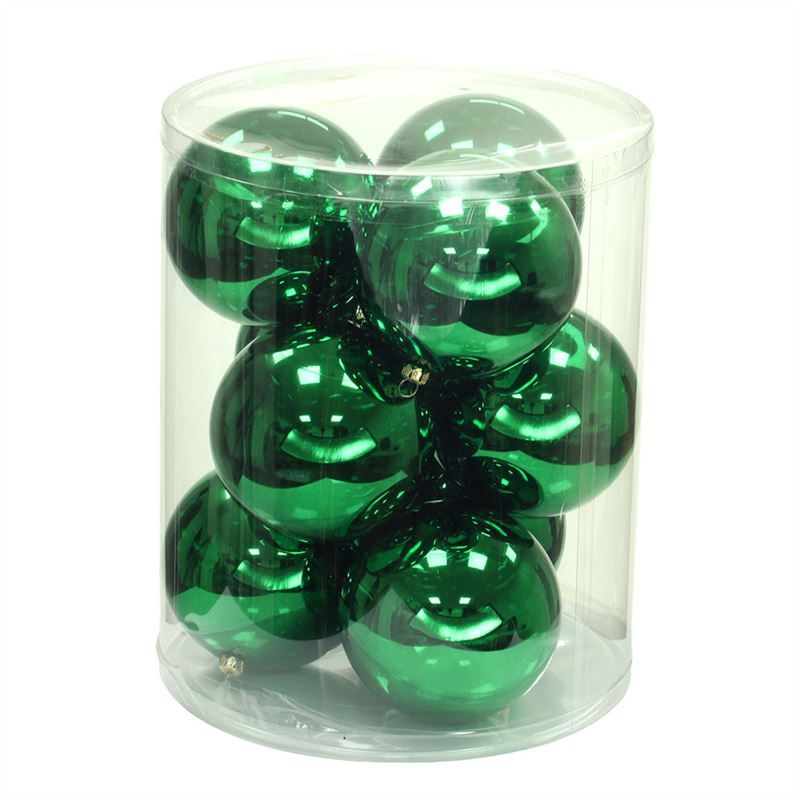 Bal kunstst. D.10cm gl.groen 9/set