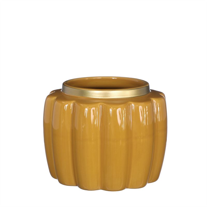 Pouff pot D.12,6 h.9,7 cm mustard