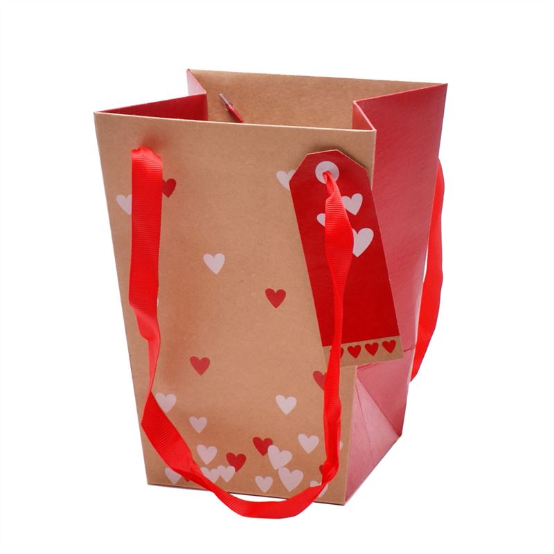 Tas Love 15x11x20cm nat/rd 10/pak