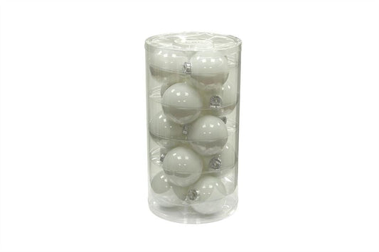 Kerstbal glas 80mm pearl wit 15/kok