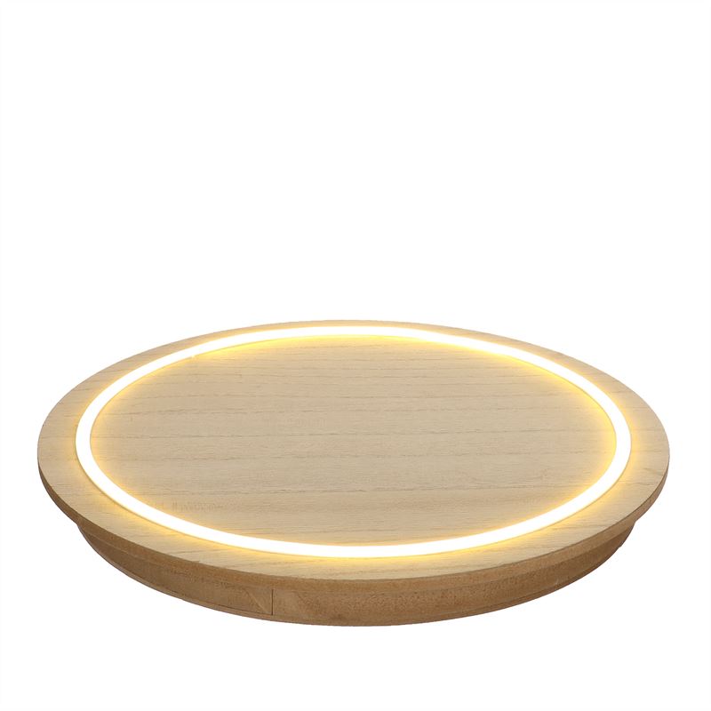 Wood w.neon light D.38 h2,6 cm touc