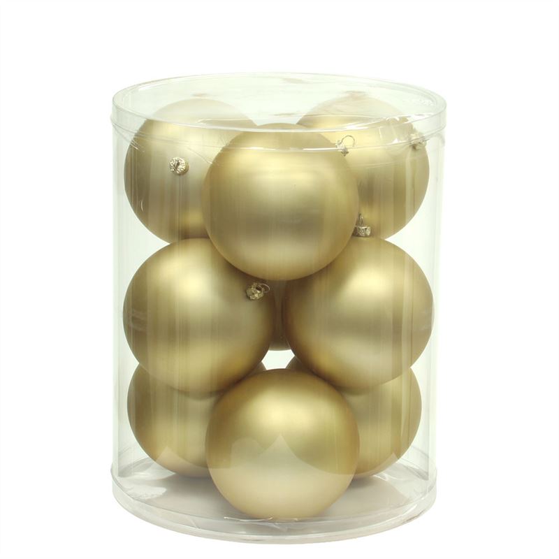 Bal kunstst.D10cm.mat goud 9/set
