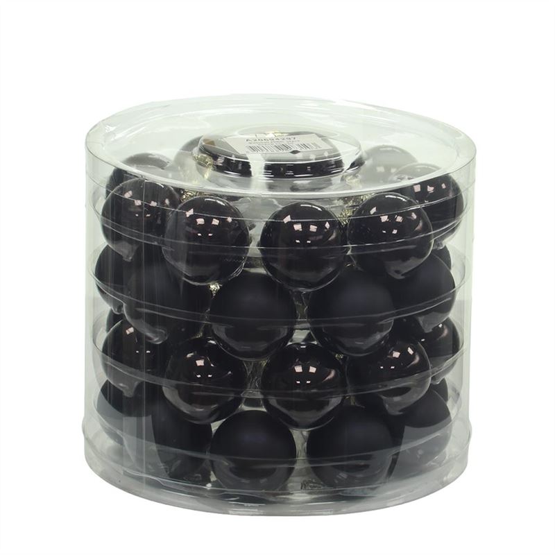 Kerstbal glas 40mm zwart combi 36/k