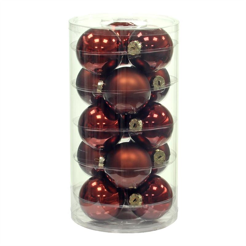Kerstbal glas78mm donker bruin comb