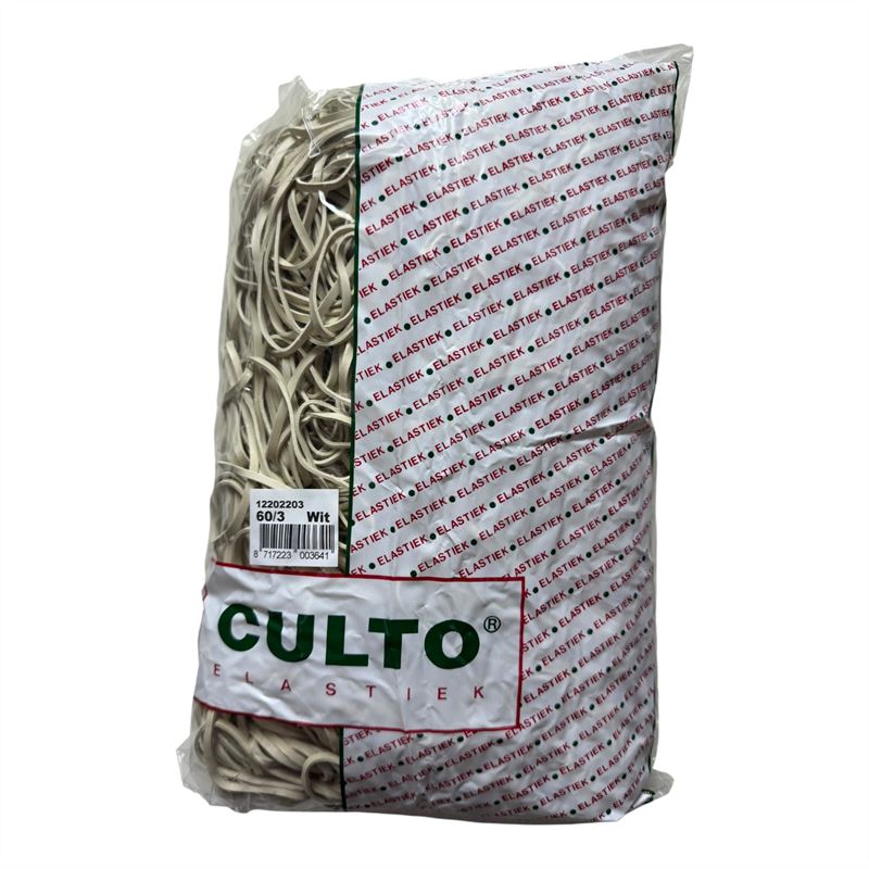 Elastiek  wit 60x3mm 1kg/zak