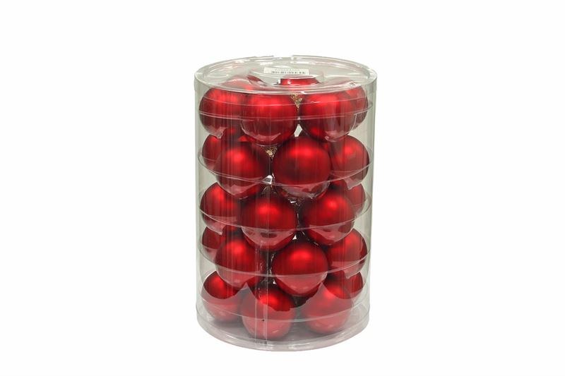 Kerstbal glas 57mm rood mat 30/koke