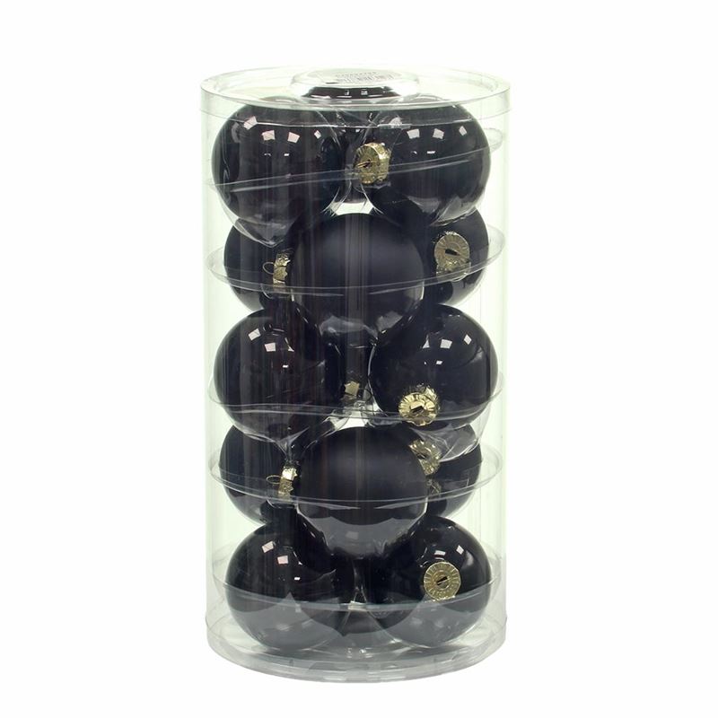 Kerstbal glas 80mm zwart combi 15/k