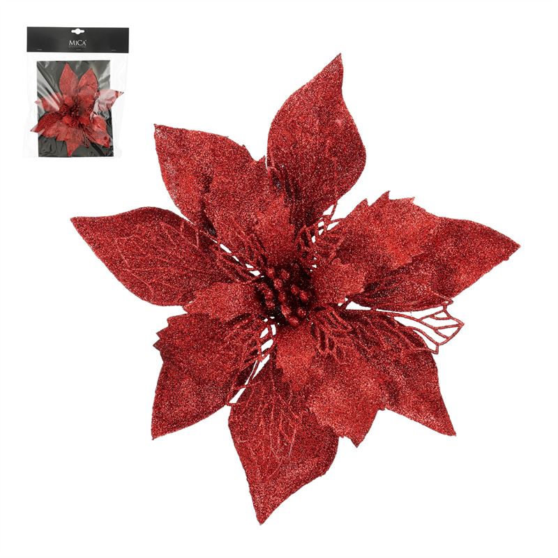Clip poinsettia rood h3xd20cm