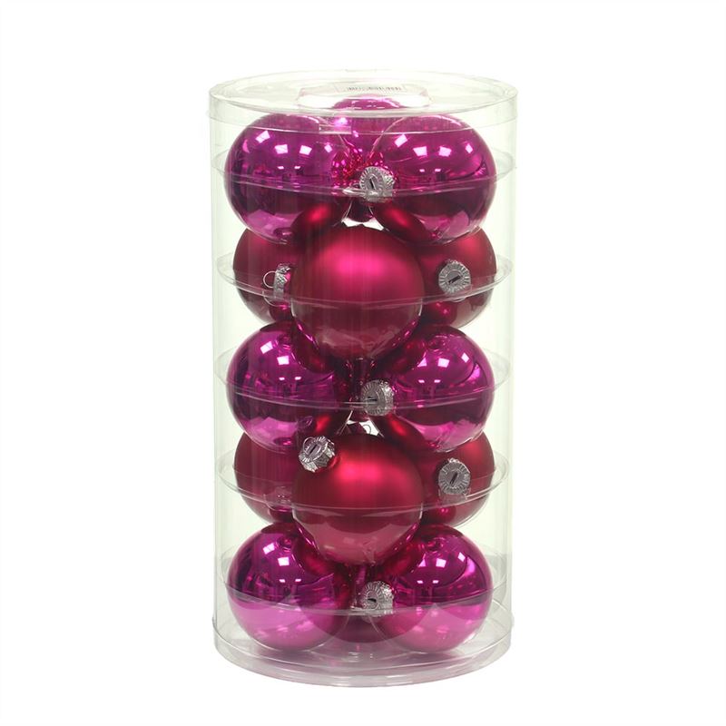 Kerstbal 80mm fuchsia combi 15/koke