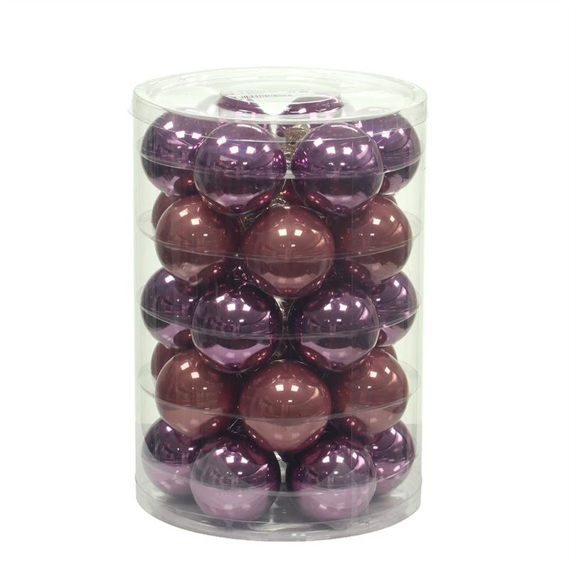Kerstbal 57mm Roze/Lila combi 30 st
