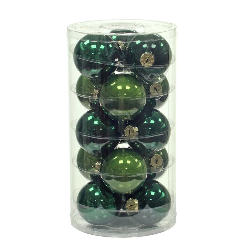 Kerstbal 78mm gr./Pearl combi 15 st