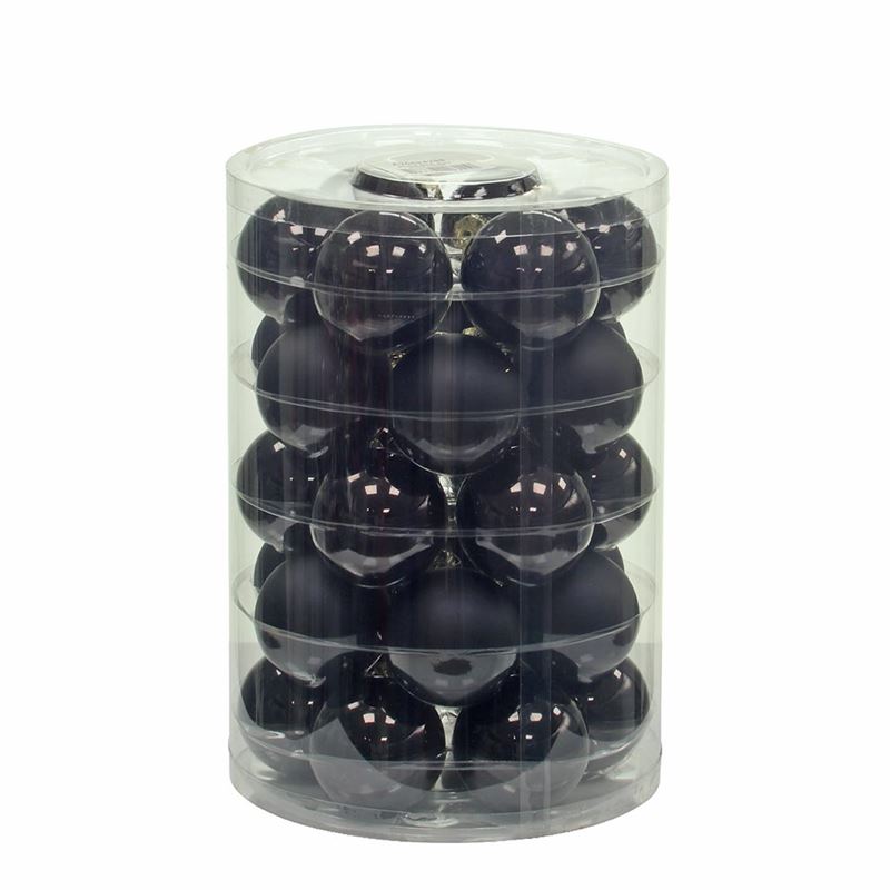 Kerstbal glas 57mm zwart combi 30/k