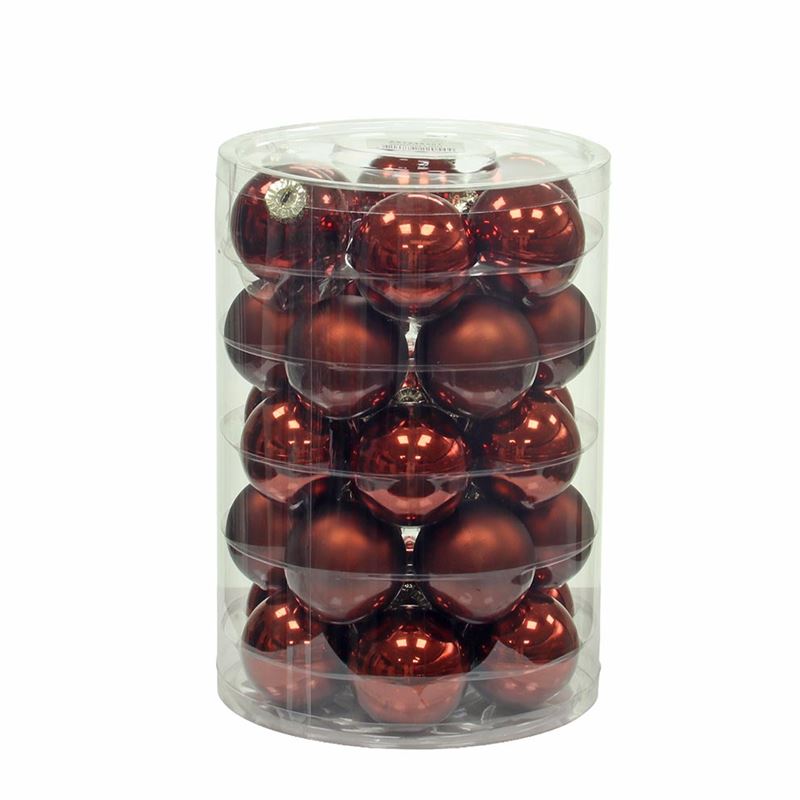 Kerstbal glas57mm donker bruin comb