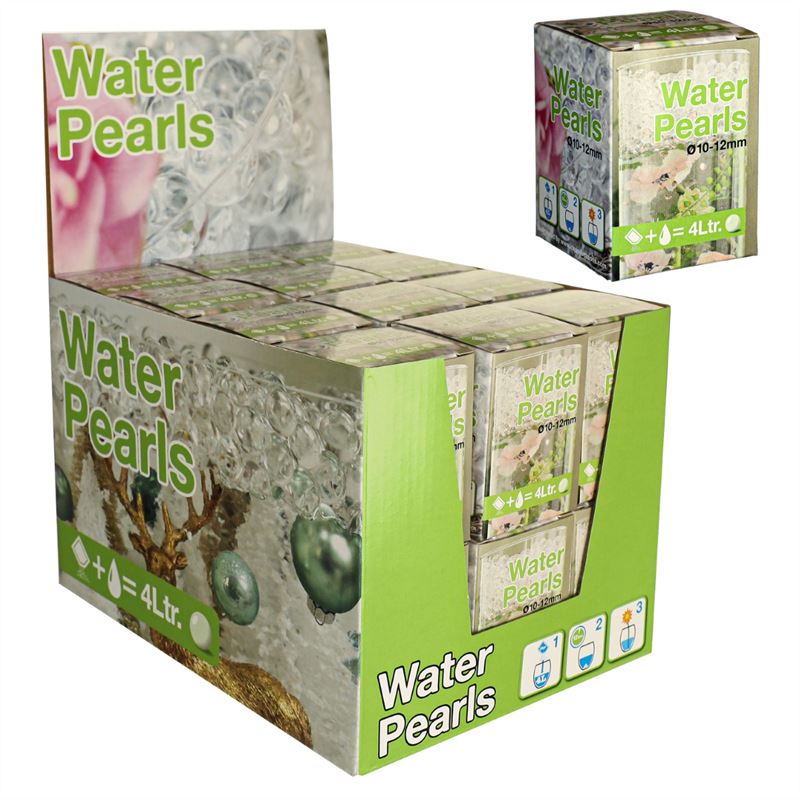 Water pearls D.10-12mm in display t