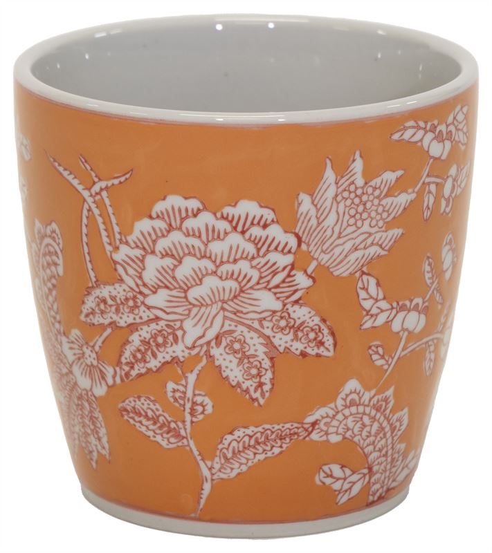 Ei Orchidee Pot Oranje/Rood D.15/H.