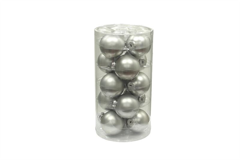 Kerstbal glas 80mm zilver mat 15/ko