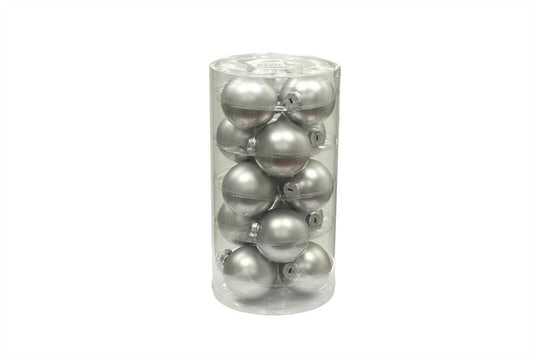 Kerstbal glas 80mm zilver mat 15/ko