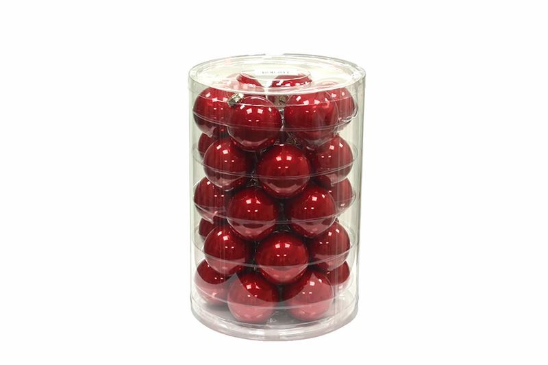 Kerstbal glas 57mm rood pearl 30/ko