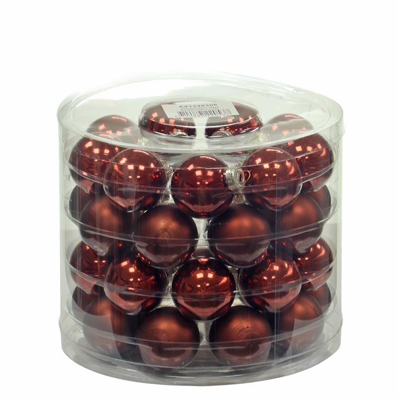Kerstbal glas40mm donker bruin comb