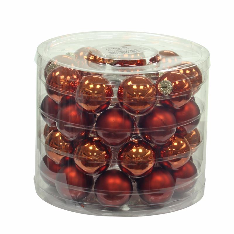 Kerstbal 40mm bruin combi 36/koker