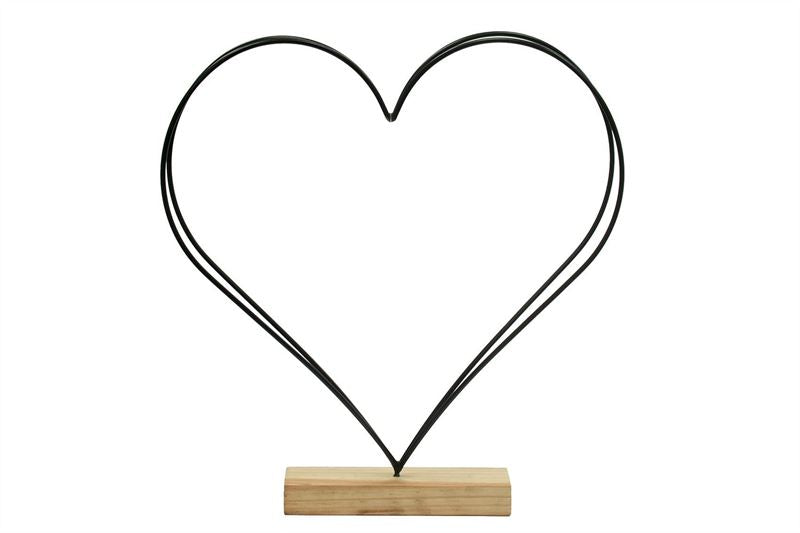 Hart op houten voet H.45cm zwart 6/