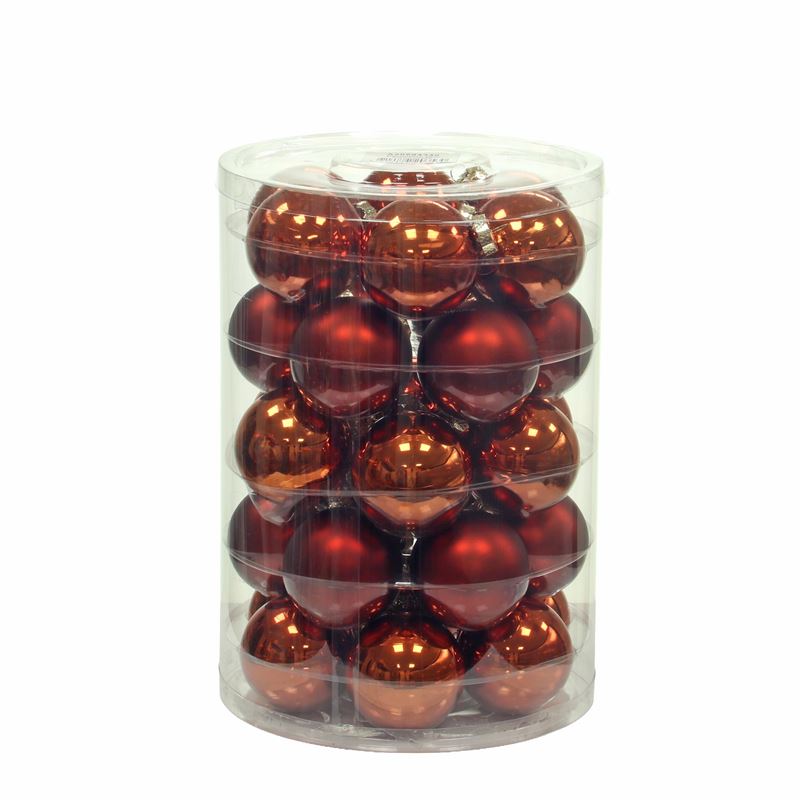 Kerstbal 57mm bruin combi 30/koker