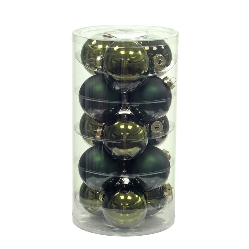 Kerstbal 80mm natuur groen combi 15