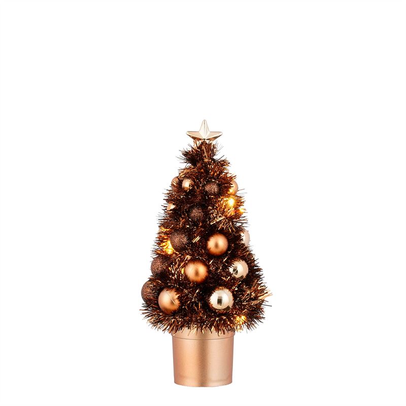 Kerstboom bruin BO led h20,5xd10cm