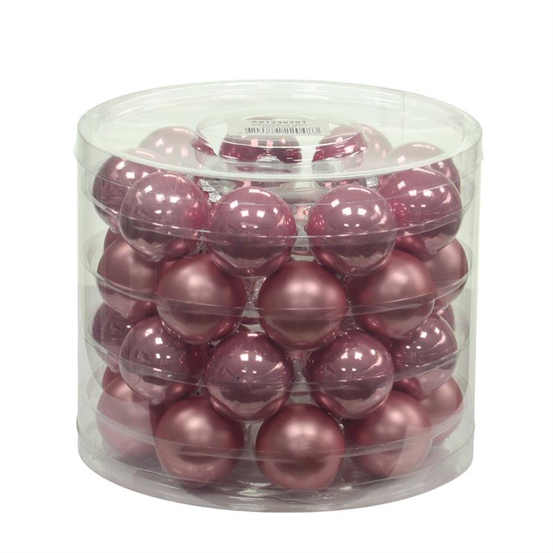 Kerstbal glas40mm roze combi 36/kok