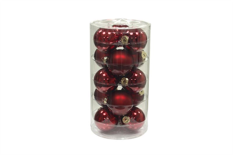 Kerstbal glas 80mm bordeaux combi 1
