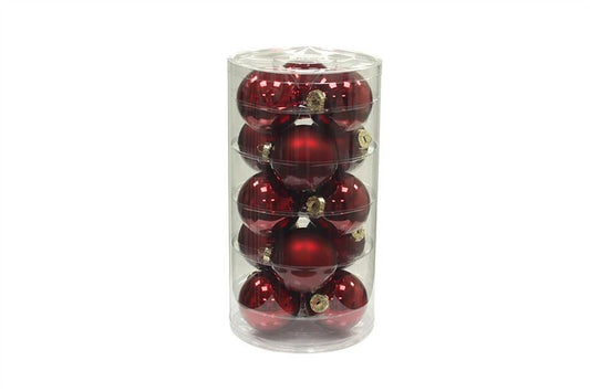 Kerstbal glas 80mm bordeaux combi 1