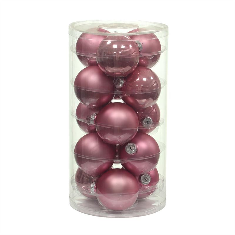 Kerstbal glas78mm roze combi 15/kok