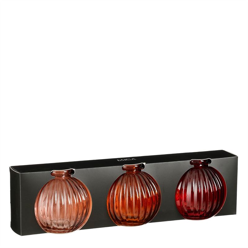 Vaas roze/rood 8x8cm. 3/set