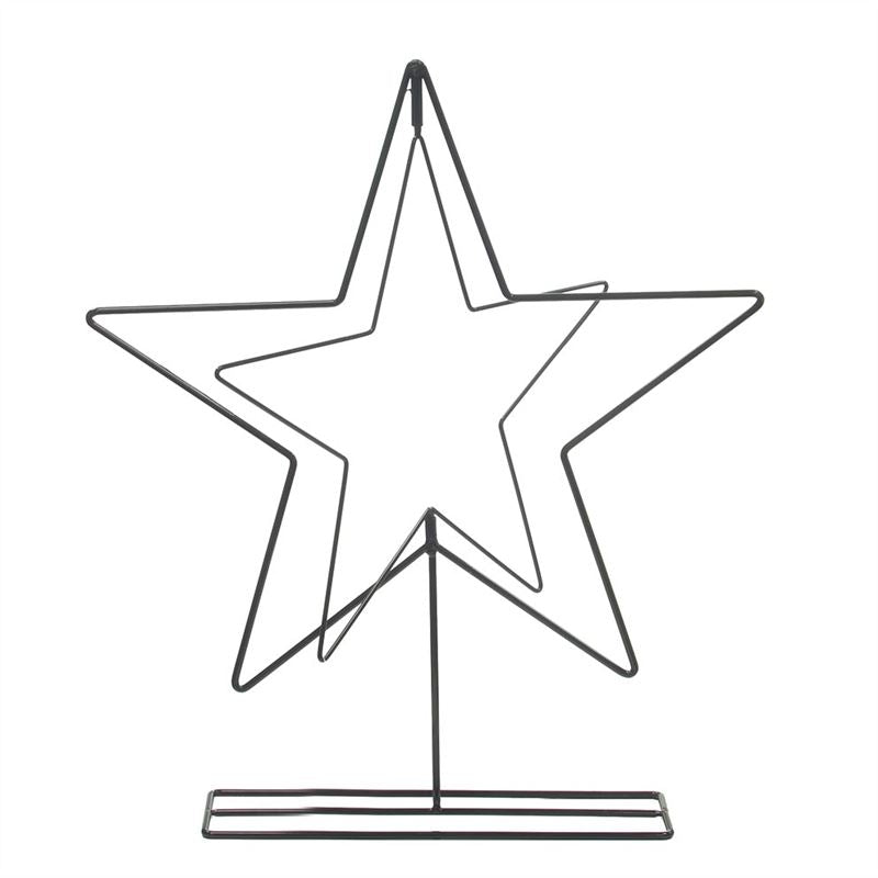 Ster dubbel metaal 32,5x9x41,5cm zw